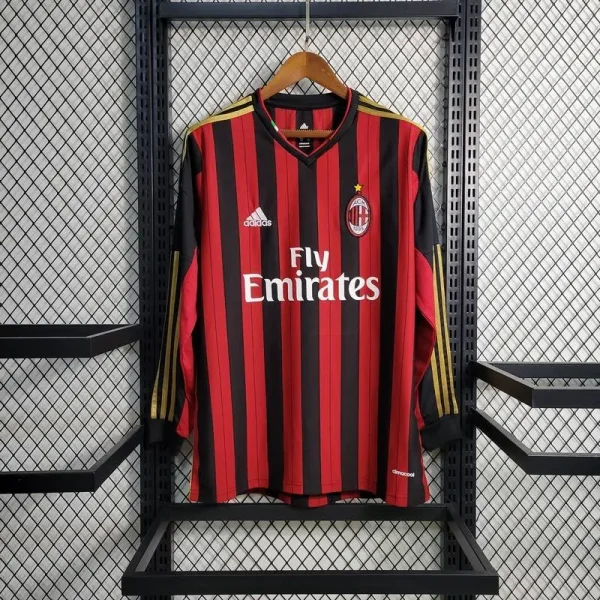 AC Milan 2013/14 Home Long Sleeves Retro Jersey
