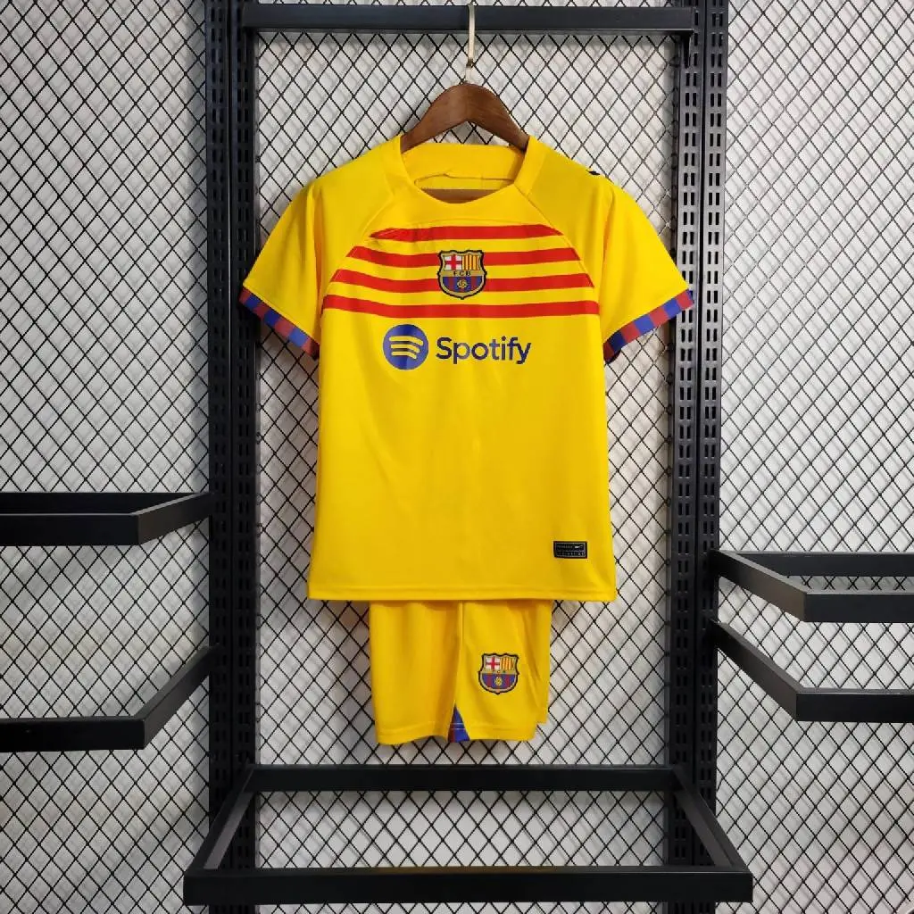 Barcelona 2022/23 4th Away Kids Jersey And Shorts Kit