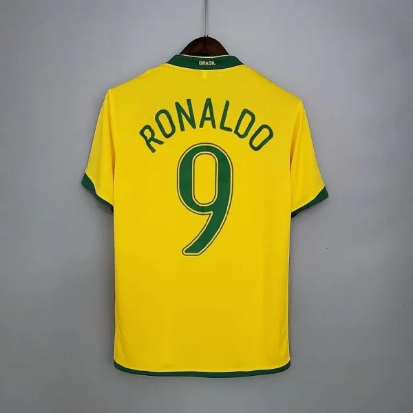 Brazil 2006 World Cup Home #9 Ronaldo Retro Jersey