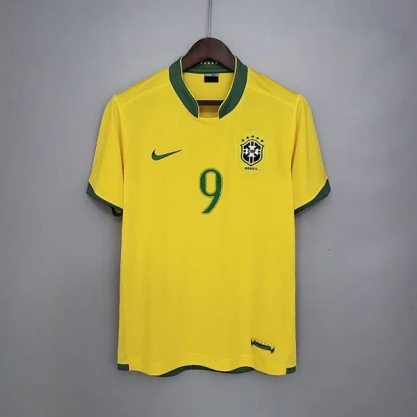 Brazil 2006 World Cup Home #9 Ronaldo Retro Jersey