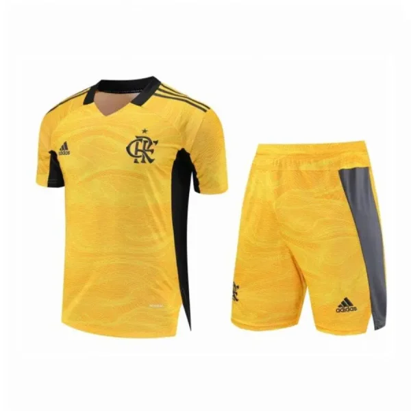 Flamengo 2021 Goalkeeper Kids Jersey And Shorts Kit  - Yellow