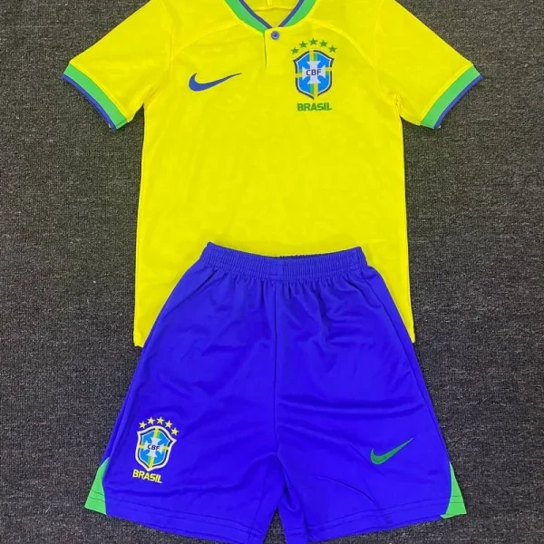 Brazil 2022/23 Home Kids Jersey And Shorts Kit