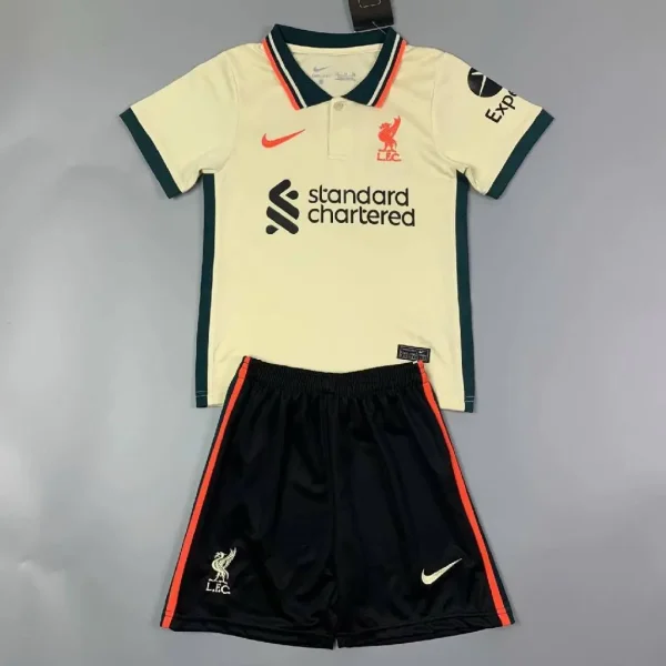Liverpool 2021/22 Away Kids Jersey And Shorts Kit