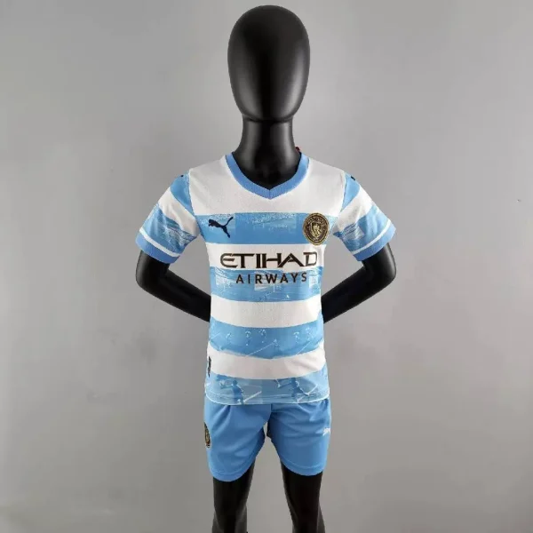 Manchester City 2022/23 Anniversary Kids Jersey And Shorts Kit