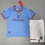 Manchester City 2022/23 Home Kids Jersey And Shorts Kit