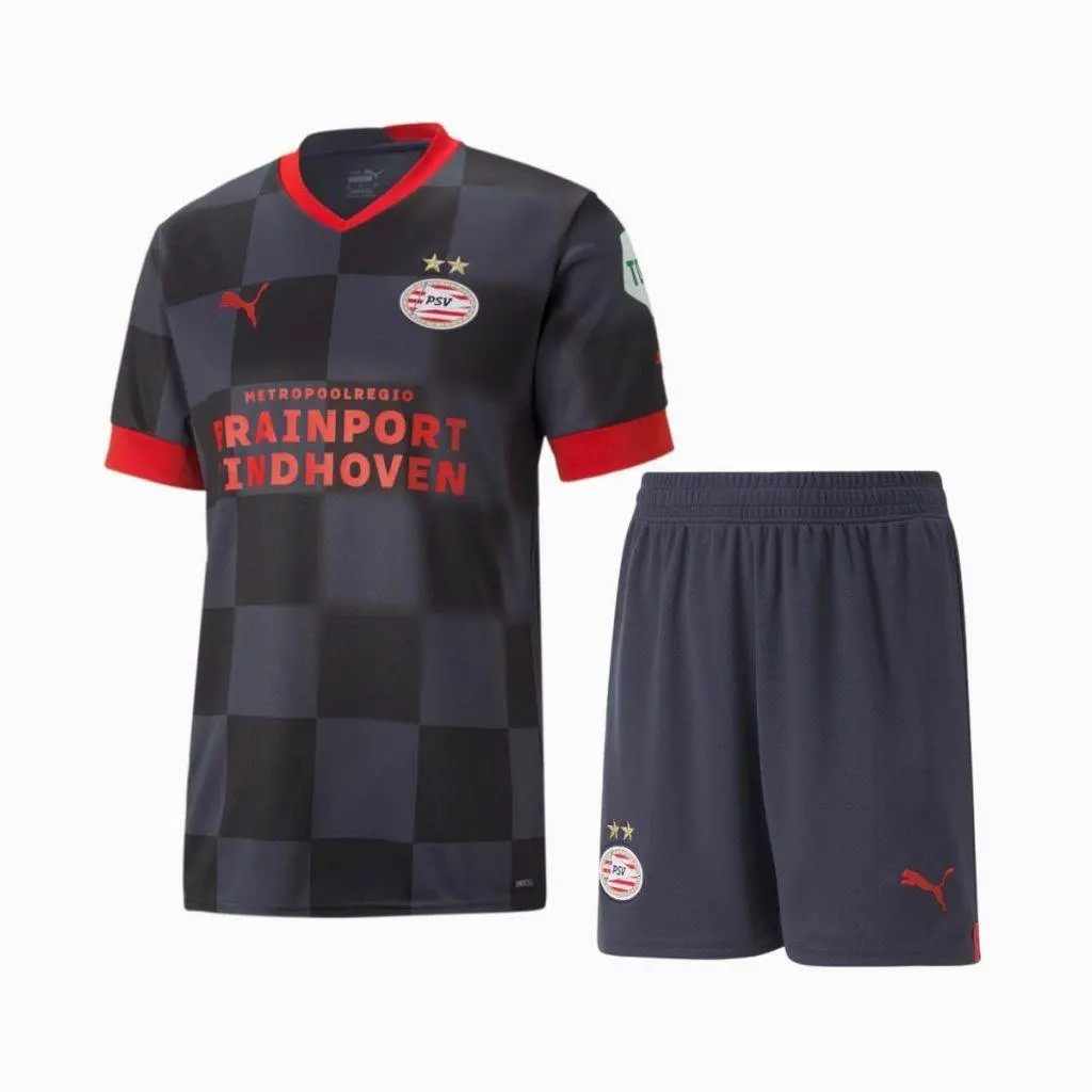 PSV Eindhoven 2022/23 Away Kids Jersey And Shorts Kit