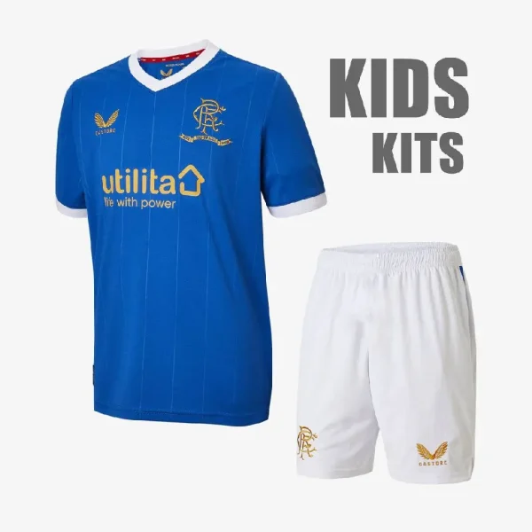 Rangers 2021/22 Home 150th Anniversary Kids Jersey And Shorts Kit