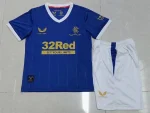 Rangers 2021/22 Home 150th Anniversary Kids Jersey And Shorts Kit