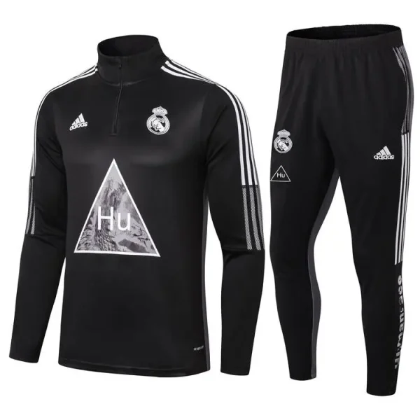 Real Madrid 2021-22 Half-zip Tracksuit Black Co-branded Version