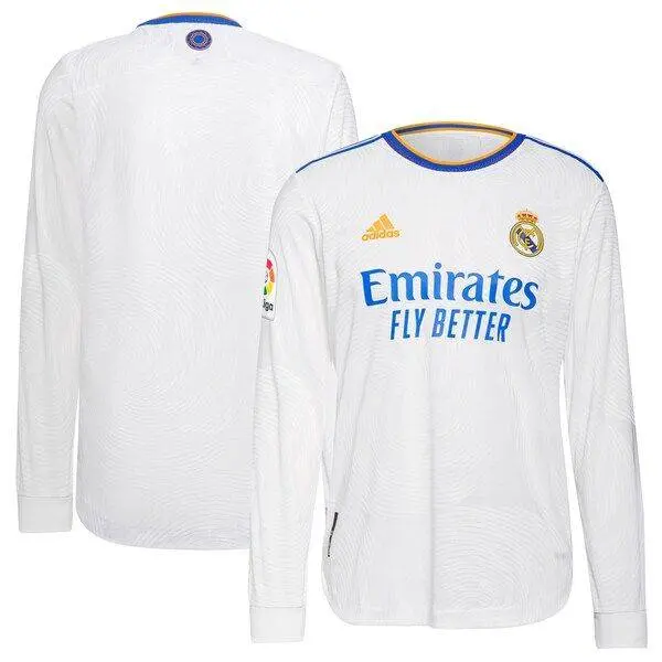 Real Madrid 2021 Home Authentic Patch Long Sleeve Jersey - White