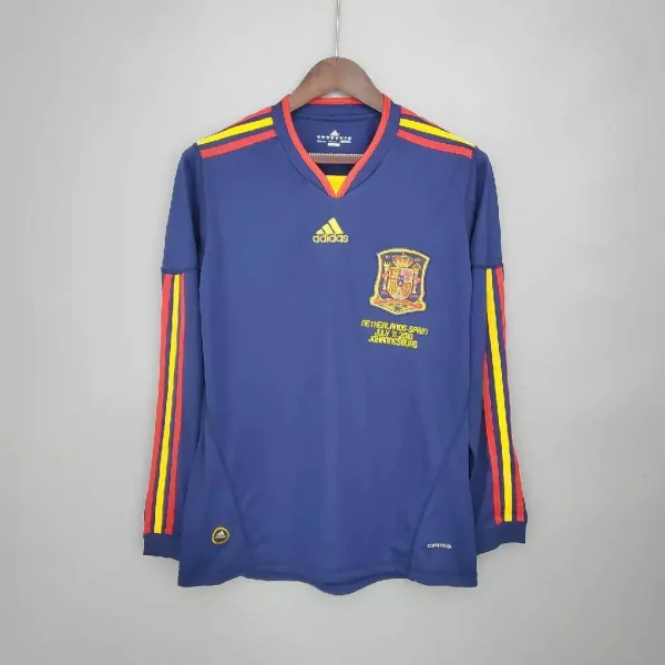 Spain 2010 World Cup Away Long Sleeves Retro Jersey