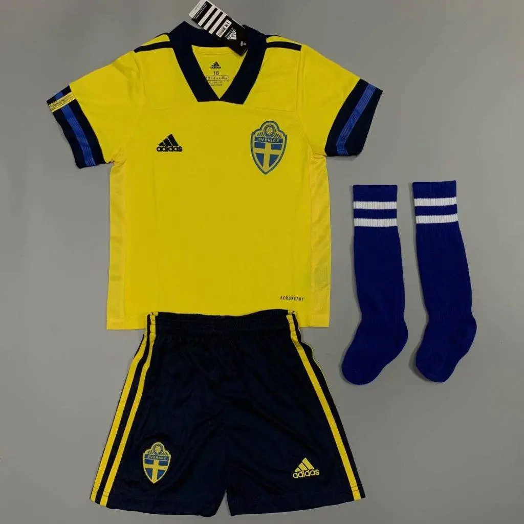 Sweden 2021 Home Kids Jersey And Shorts Kit