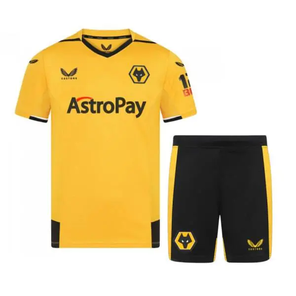 Wolves 2022/23 Home Kids Jersey And Shorts Kit
