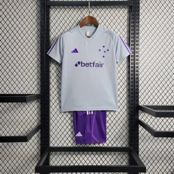 Cruzeiro 2023/24 Grey Kids Jersey And Shorts Kit
