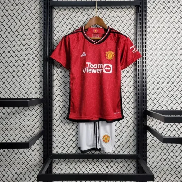 Manchester United 2023/24 Home Kids Jersey And Shorts Kit