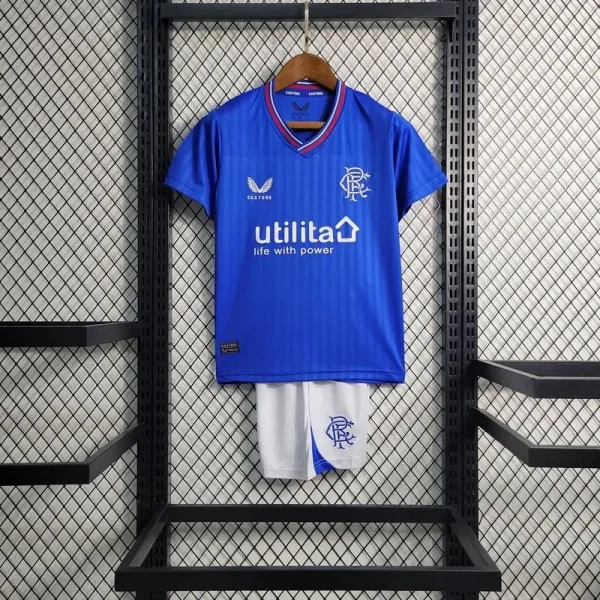 Rangers 2023/24 Home Kids Jersey And Shorts Kit
