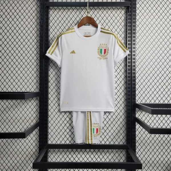 Italy 2023/24 125th Commemorative Edition Kids Jersey And Shorts Kit