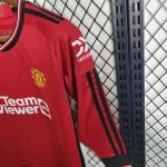 Manchester United 2023/24 Home Long Sleeves Kids Kit