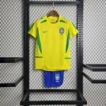 Brazil 2002 Home Kids Jersey And Shorts Kit