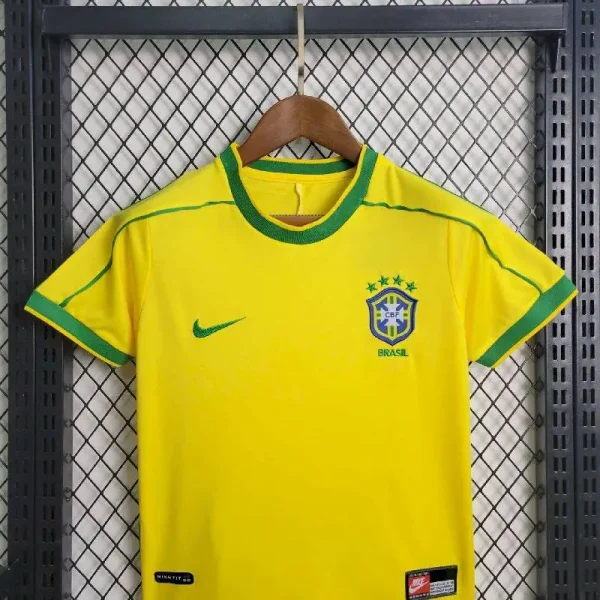 Brazil 1998 Home Kids Jersey And Shorts Kit