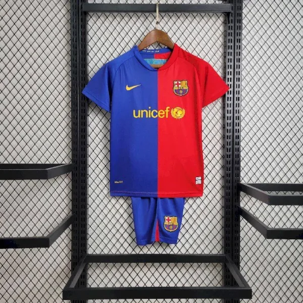 Barcelona 2008/09 Home Kids Jersey And Shorts Kit