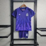 Argentina 2022 Word Cup 3-Stars Away Kids Jersey And Shorts Kit