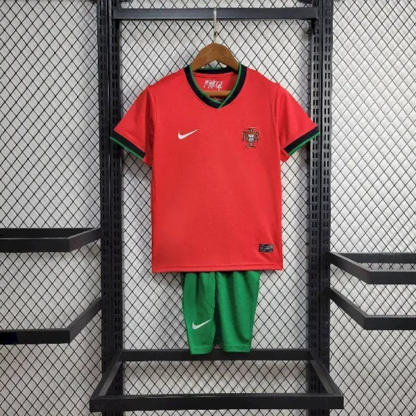 Portugal 2024/25 Euro Home Kids Jersey And Shorts Kit