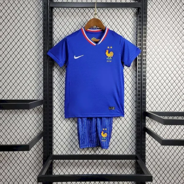 France 2024/25 Euro Home Kids Jersey And Shorts Kit