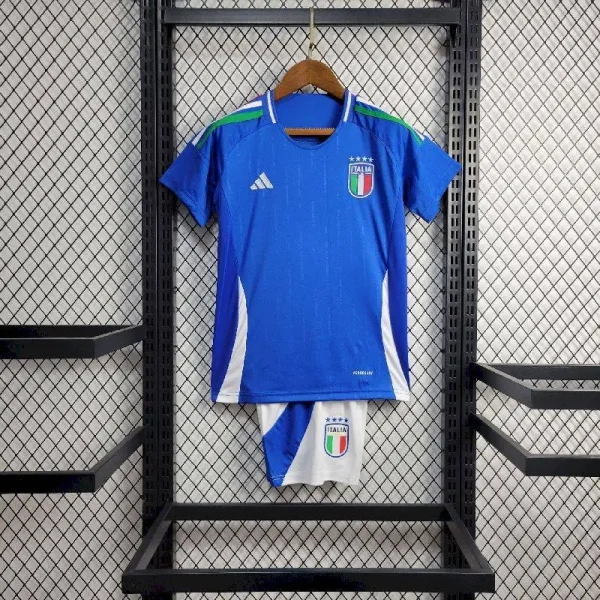 Italy 2024/25 Euro Home Kids Jersey And Shorts Kit